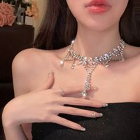 Elegante Forma De Corazón Perla De Imitación Aleación Con Cuentas Enchapado Embutido Diamantes De Imitación Perla Mujeres Collar Colgante sku image 66