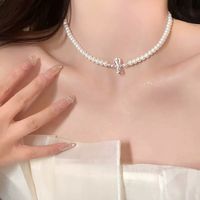 Elegant Heart Shape Imitation Pearl Alloy Beaded Plating Inlay Rhinestones Pearl Women's Pendant Necklace sku image 24