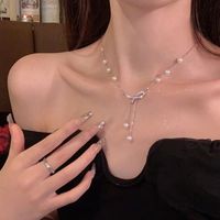 Elegant Heart Shape Imitation Pearl Alloy Beaded Plating Inlay Rhinestones Pearl Women's Pendant Necklace sku image 54