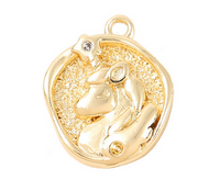 1 Piece 15*12mm Copper Zircon 18K Gold Plated White Gold Plated Unicorn Polished Pendant sku image 1