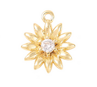 1 Piece 12*10mm Copper Zircon 18K Gold Plated White Gold Plated Chrysanthemum Polished Pendant sku image 1
