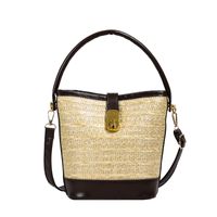 Women's Medium Straw Solid Color Vintage Style Classic Style Magnetic Buckle Crossbody Bag sku image 1
