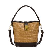 Women's Medium Straw Solid Color Vintage Style Classic Style Magnetic Buckle Crossbody Bag sku image 2