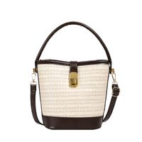 Women's Medium Straw Solid Color Vintage Style Classic Style Magnetic Buckle Crossbody Bag sku image 3