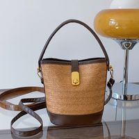 Women's Medium Straw Solid Color Vintage Style Classic Style Magnetic Buckle Crossbody Bag main image 3