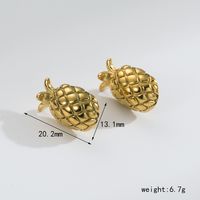 1 Pair Simple Style Classic Style Pineapple Plating 304 Stainless Steel 18K Gold Plated Ear Studs main image 4