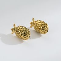 1 Pair Simple Style Classic Style Pineapple Plating 304 Stainless Steel 18K Gold Plated Ear Studs main image 2