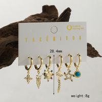 Le Cuivre Plaqué Or 14K Décontractée Placage Incruster Feuille L'Oeil Du Diable Forme De Cœur Zircon Des Boucles D'Oreilles main image 4