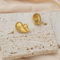1 Pair Casual Elegant Solid Color Polishing Plating 304 Stainless Steel 18K Gold Plated Ear Studs main image 4