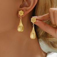 1 Pair Ethnic Style Shiny Star Heart Shape Flower Hollow Out Copper Zinc Alloy 18K Gold Plated Drop Earrings main image 4
