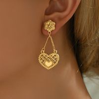 1 Pair Ethnic Style Shiny Star Heart Shape Flower Hollow Out Copper Zinc Alloy 18K Gold Plated Drop Earrings main image 8