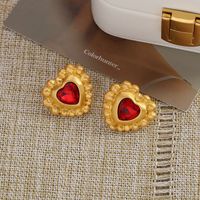 1 Pair Retro Roman Style Geometric Plating Inlay Carving Metal Copper Brass Pearl Zircon Gold Plated Drop Earrings Ear Studs sku image 4