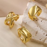 Copper IG Style Retro Classic Style Plating Geometric Solid Color Open Rings main image 1