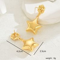 1 Pair Ethnic Style Shiny Star Heart Shape Flower Hollow Out Copper Zinc Alloy 18K Gold Plated Drop Earrings sku image 2