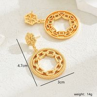 1 Pair Ethnic Style Shiny Star Heart Shape Flower Hollow Out Copper Zinc Alloy 18K Gold Plated Drop Earrings sku image 4