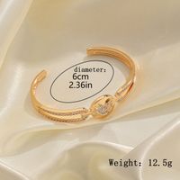 Shiny Heart Shape Butterfly Alloy Plating Inlay Zircon 18K Gold Plated Women's Bangle sku image 6