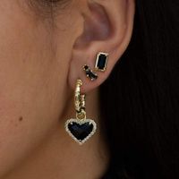 1 Pair Elegant Shiny C Shape Heart Shape Inlay Brass Zircon 18K Gold Plated Drop Earrings main image 4