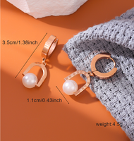 1 Paire Style Simple Couleur Unie Incruster Acier Au Titane Perle Boucles D'oreilles main image 3