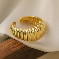 Copper 18K Gold Plated Retro Simple Style Commute Plating Hollow Out Inlay Geometric Heart Shape Zircon Open Rings main image 4