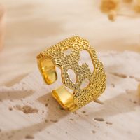 Copper 18K Gold Plated Retro Simple Style Commute Plating Hollow Out Inlay Geometric Heart Shape Zircon Open Rings main image 5