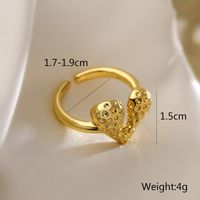 Copper 18K Gold Plated Retro Simple Style Commute Plating Hollow Out Inlay Geometric Heart Shape Zircon Open Rings main image 3