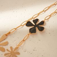 304 Stainless Steel Gold Plated Casual Vacation Enamel Plating Flower Long Necklace main image 2