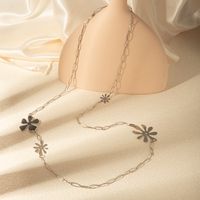 304 Stainless Steel Gold Plated Casual Vacation Enamel Plating Flower Long Necklace main image 5