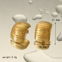 1 Piece Vintage Style Simple Style C Shape 304 Stainless Steel 18K Gold Plated Ear Studs main image 2