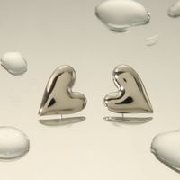 1 Pair Casual Simple Style Heart Shape 304 Stainless Steel 14K Gold Plated Ear Studs main image 4
