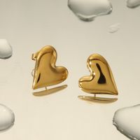 1 Pair Casual Simple Style Heart Shape 304 Stainless Steel 14K Gold Plated Ear Studs main image 3