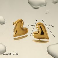 1 Pair Casual Simple Style Heart Shape 304 Stainless Steel 14K Gold Plated Ear Studs main image 2