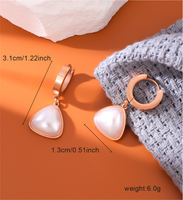 1 Pair Simple Style Solid Color Inlay Titanium Steel Pearl Drop Earrings main image 2