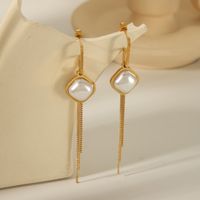 1 Pair Casual Classic Style Irregular Chain Inlay 304 Stainless Steel Artificial Pearls 18K Gold Plated Drop Earrings main image 5