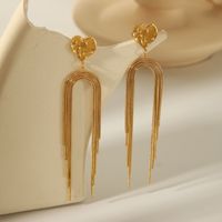 1 Pair Casual Classic Style Irregular Chain Inlay 304 Stainless Steel Artificial Pearls 18K Gold Plated Drop Earrings main image 6
