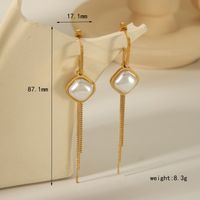 1 Pair Casual Classic Style Irregular Chain Inlay 304 Stainless Steel Artificial Pearls 18K Gold Plated Drop Earrings sku image 1