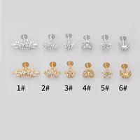 1 Piece Lip Rings Simple Style Classic Style Heart Shape Crown 316 Stainless Steel  Plating Inlay Zircon K Gold Plated Lip Rings Ear Cartilage Rings & Studs main image 6