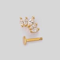 1 Piece Lip Rings Simple Style Classic Style Heart Shape Crown 316 Stainless Steel  Plating Inlay Zircon K Gold Plated Lip Rings Ear Cartilage Rings & Studs main image 3