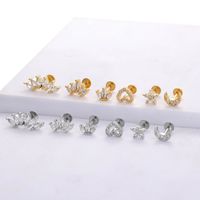 1 Piece Lip Rings Simple Style Classic Style Heart Shape Crown 316 Stainless Steel  Plating Inlay Zircon K Gold Plated Lip Rings Ear Cartilage Rings & Studs main image 5