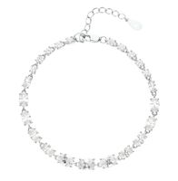 Sterling Silver White Gold Plated Luxurious Plating Inlay Oval Zircon Bracelets sku image 1