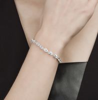 Sterling Silver White Gold Plated Luxurious Plating Inlay Oval Zircon Bracelets main image 3
