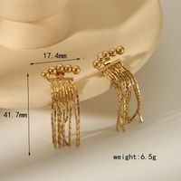 1 Pair Casual Classic Style Irregular Chain Inlay 304 Stainless Steel Artificial Pearls 18K Gold Plated Drop Earrings sku image 2