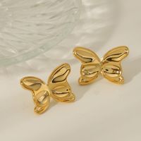 1 Pair Simple Style Commute Solid Color Butterfly Copper 18K Gold Plated Ear Studs main image 4