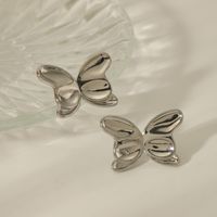 1 Pair Simple Style Commute Solid Color Butterfly Copper 18K Gold Plated Ear Studs main image 5