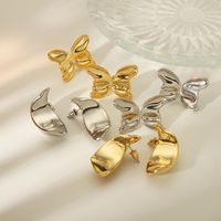 1 Pair Simple Style Commute Solid Color Butterfly Copper 18K Gold Plated Ear Studs main image 1