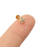 1 Piece Lip Rings Simple Style Classic Style Heart Shape Crown 316 Stainless Steel  Plating Inlay Zircon K Gold Plated Lip Rings Ear Cartilage Rings & Studs sku image 2