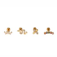1 Piece Ear Cartilage Rings & Studs Classic Style Snake Butterfly Copper Polishing Inlay Zircon 18K Gold Plated Ear Cartilage Rings & Studs main image 5
