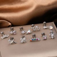 1 Piece Ear Cartilage Rings & Studs Classic Style Snake Butterfly Copper Polishing Inlay Zircon 18K Gold Plated Ear Cartilage Rings & Studs main image 4