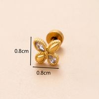 1 Piece Ear Cartilage Rings & Studs Classic Style Snake Butterfly Copper Polishing Inlay Zircon 18K Gold Plated Ear Cartilage Rings & Studs sku image 7