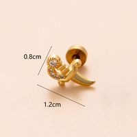 1 Piece Ear Cartilage Rings & Studs Classic Style Snake Butterfly Copper Polishing Inlay Zircon 18K Gold Plated Ear Cartilage Rings & Studs sku image 16