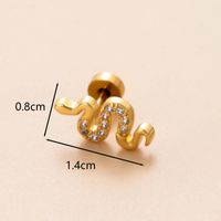1 Piece Ear Cartilage Rings & Studs Classic Style Snake Butterfly Copper Polishing Inlay Zircon 18K Gold Plated Ear Cartilage Rings & Studs sku image 17